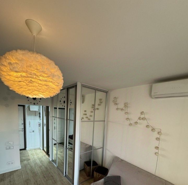  Квартира-студия с актуальным ремонтом и меблированием. Просторная комната с функциональной планировкой, встроенные шкафы, полы с подогревом, современная техника (посудомойка, холодильник с морозильной камерой, микроволновка, стиральная машина, электронагреватель воды) и мебель создают атмосферу уют